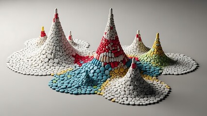 Pills Arranged in Mountainous Shapes on a Neutral Surface Still Life
