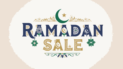 Fototapeta premium Ramadan sale banner with crescent moon and star