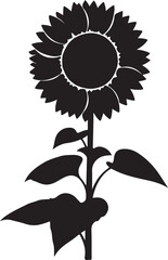 Elegant black silhouette of a sunflower with clean lines and bold shape