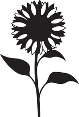 Elegant black silhouette of a sunflower with clean lines and bold shape