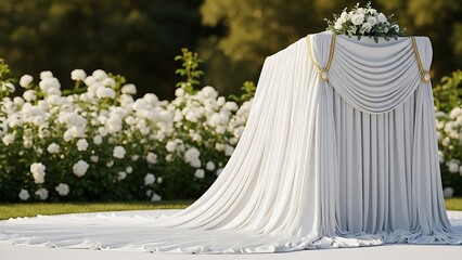 Romantic Floral Setting for an Outdoor Event, Elegantly Decorated Scene