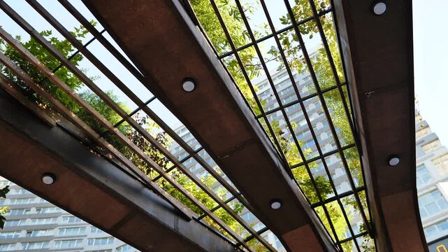 Green urban architecture blending nature with modern city buildings and design