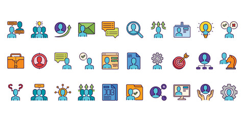 Human Resources icons set vector illustration