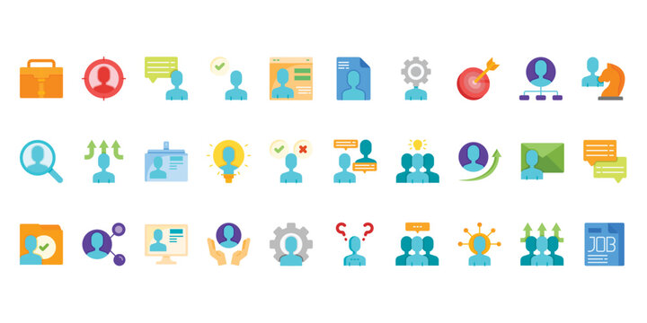 Human Resources icons set vector illustration