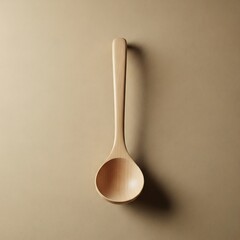 Wooden spoon on neutral backdrop displaying culinary utensils for cooking