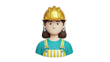 3D Cartoon Female Construction Worker