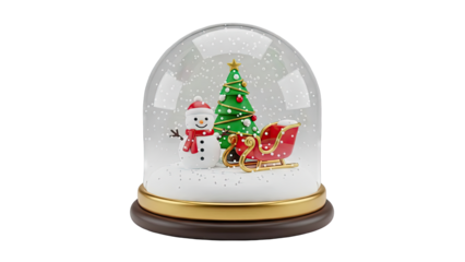 Christmas Snow Globe with Snowman, Tree, and Sleigh