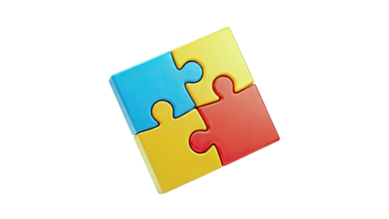 Four Colorful Puzzle Pieces Interconnected