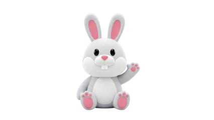 Cute 3D Rendered Bunny Waving