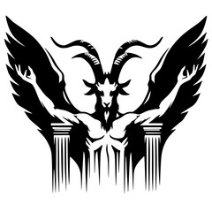 Silhouette of the statue of Baphomet