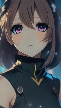 Futuristic anime girl portrait