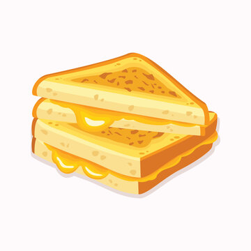 A flat illustration of a grilled cheese sandwich with melted filling, suitable for breakfast menus and cafe branding.