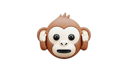 3D Monkey Emoji Covering Ears