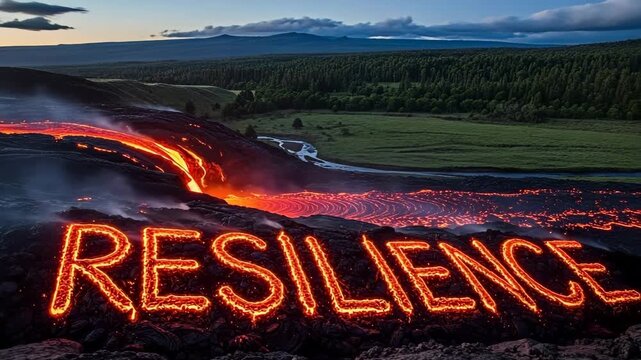 Resilience landscape with an eruption lava.