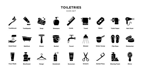 Toiletries icon set