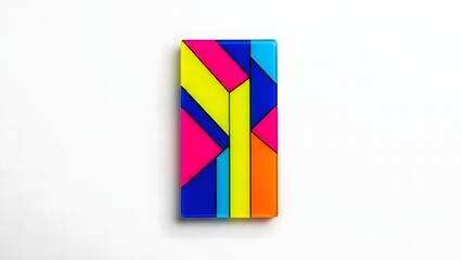 Brooch Jewelry: Bright Color Block Geometric Pin Isolated on White