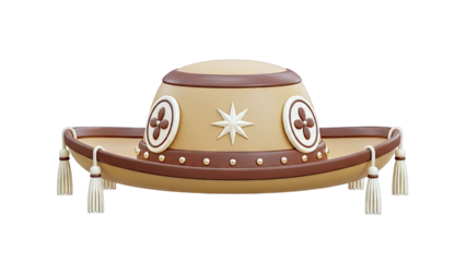 3D Rendering of a Stylized Hat with Ornate Details