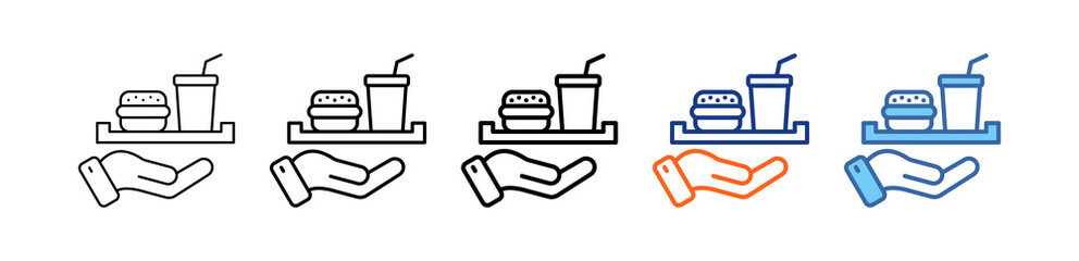 Fototapeta premium Food Tray Different Set Vector Icon