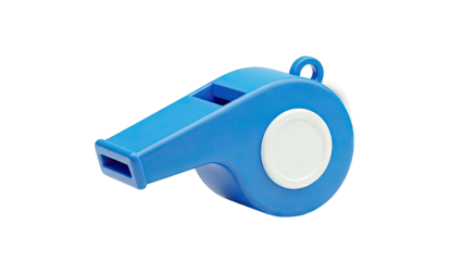 Blue plastic whistle with white accents