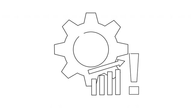 Gear, Graph, and Exclamation Point - A Visual Representation.