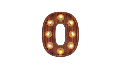 Illuminated Wooden Number 0