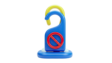 3D Render of a Blue "Do Not Disturb" Sign with a Red Prohibition Symbol