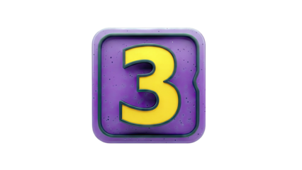 3D Render of Number 3 Icon