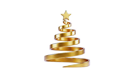 Golden Spiral Christmas Tree with Star