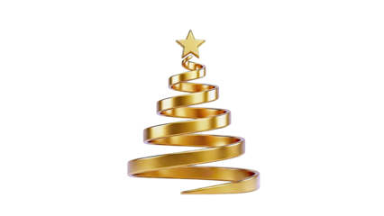 Golden Spiral Christmas Tree with Star