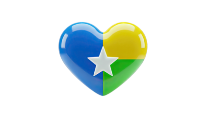 Heart Symbol with Blue, Yellow, Green, and White Star