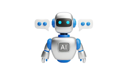 AI Chatbot Robot with Speech Bubbles