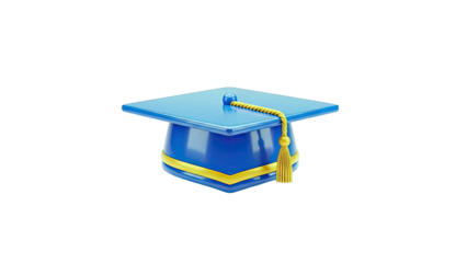 Blue Graduation Cap Isolated on White Background