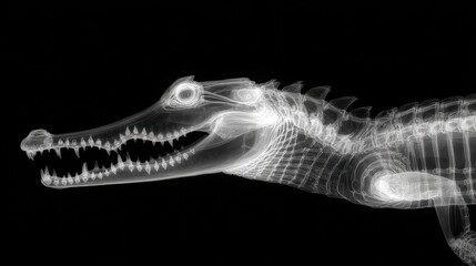 Plakat Scientific x-ray image of a crocodile skeleton showing reptile anatomy and skeletal structure for biology research