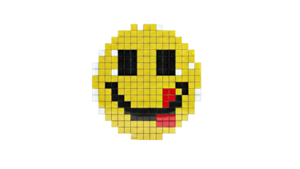 Pixelated Smiley Face with Tongue Out