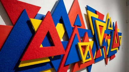 Vibrant Layered Geometric Triangles Wall Art