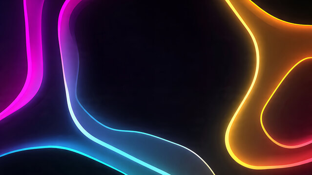 Vibrant neon light trails on dark background for modern design - Powered by Adobe