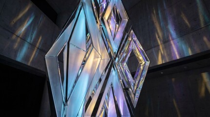 Iridescent Geometric Crystal Art Installation