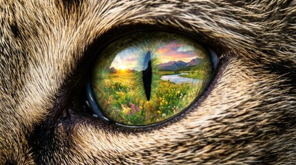 Cat's Eye Reflecting Beautiful Landscape