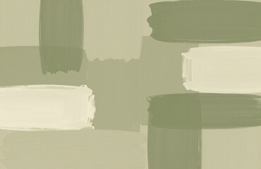 Olive green and beige brush strokes abstract background