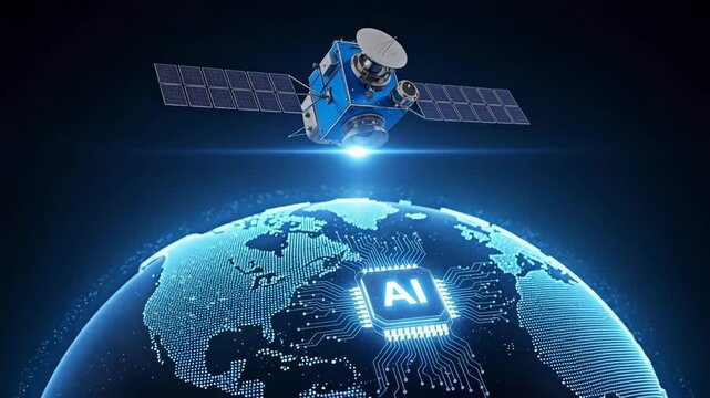 Satellite above the earth for the concept of technology.