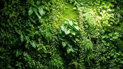 Fototapeta premium Lush tropical green leafy jungle foliage.
