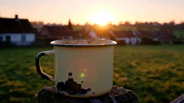 The Best View Rustic Mug Golden Sunrise
