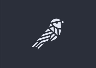 A geometric simple sparrow logo with minimal structured lines, representing freedom, agility, simplicity, hope, and everyday resilience