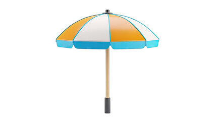 Beach umbrella with orange, white, and blue panels