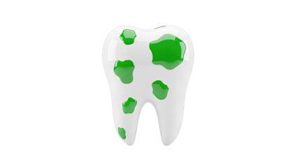 Cartoon Tooth with Green Spots
