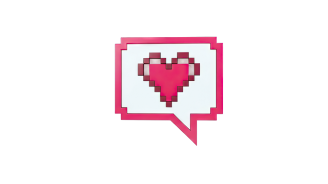 Pixelated Heart in a Speech Bubble - Powered by Adobe