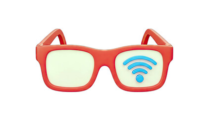 Red Glasses with Wi-Fi Symbol