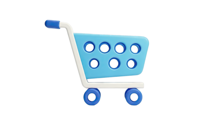 3D Blue Shopping Cart Icon