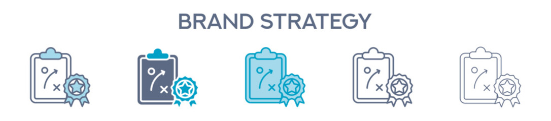 Brand Strategy Element For Design Graphic - Multi Styles. Vector Illustration Of Two Colored And Black. Multiple Icons Designs Can Be Used For Mobile, Ui, Web 