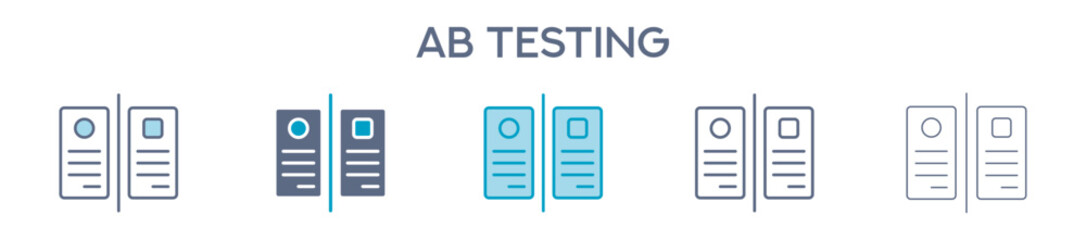 Ab Testing Element For Design Graphic - Multi Styles. Vector Illustration Of Two Colored And Black. Multiple Icons Designs Can Be Used For Mobile, Ui, Web 